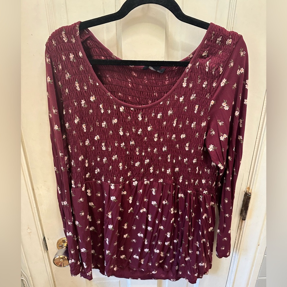 Maroon floral top